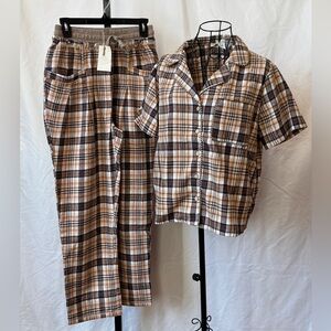 348 - Easel Plaid Shirt and Pants Set